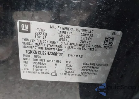 2017 GMC Acadia Denali z USA, uszkodzony, nr VIN 1GKKNXLS9HZ300132